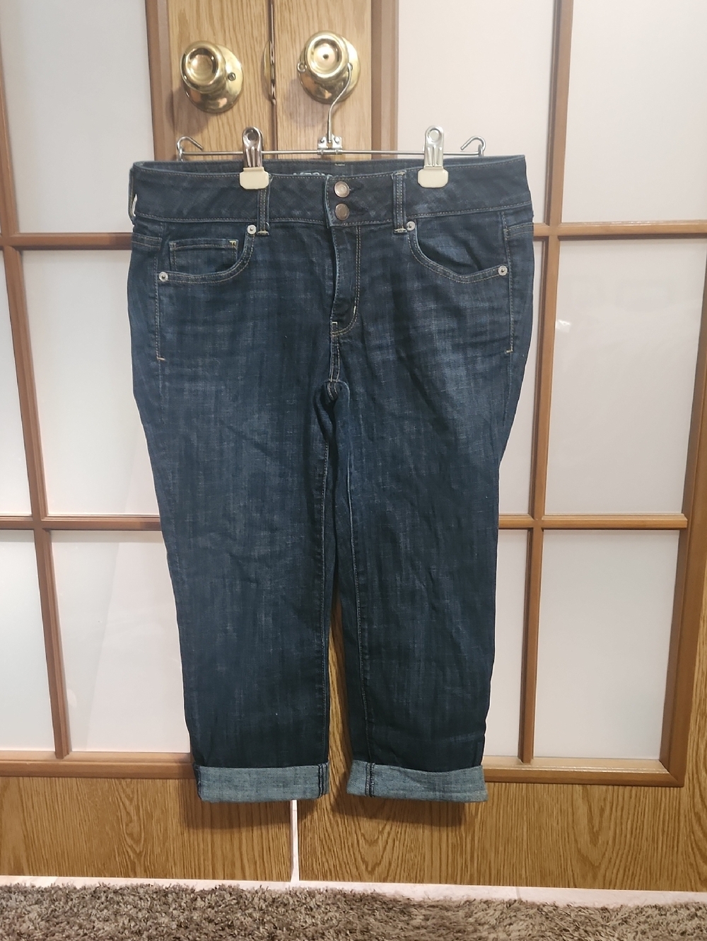 American Eagle Outfitters Dark Blue Artist Crop Stretch Jeans Size 10